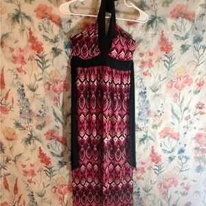 Vintage Elegant Pink Halter Maxi Dress